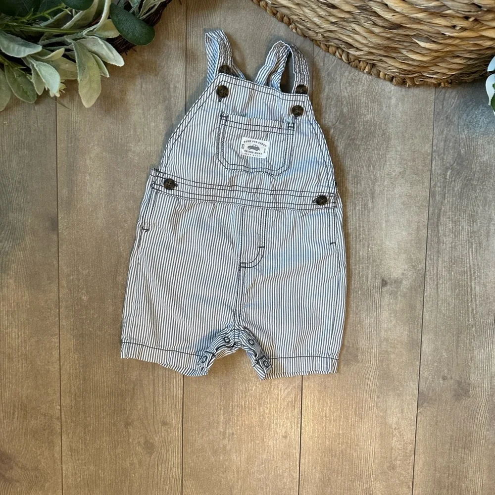 Carter’s Striped Baby Toddler Boy Overalls Shortalls ‘born for speed’ pocket